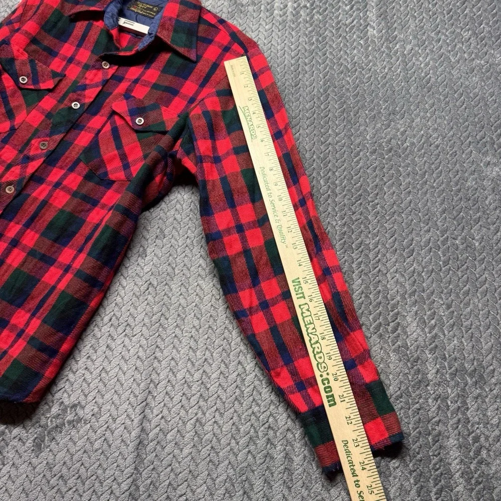 VTG Kmart Sportsman Shirt L Red Green Plaid Quilted Flannel Korea Made 70s 80s - Picture 9 of 9